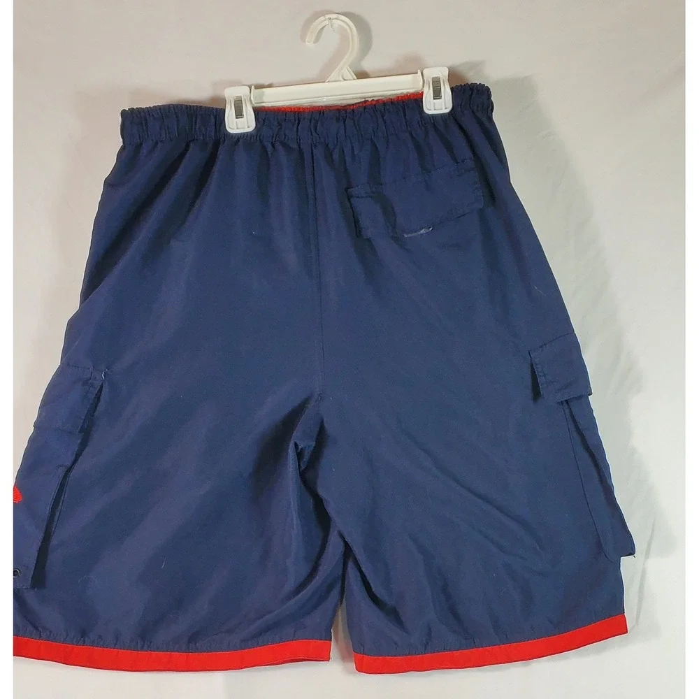 Beverly Hills Polo Club Men's Navy Red Athletic Cargo Swim‎ Trunks Size 1X